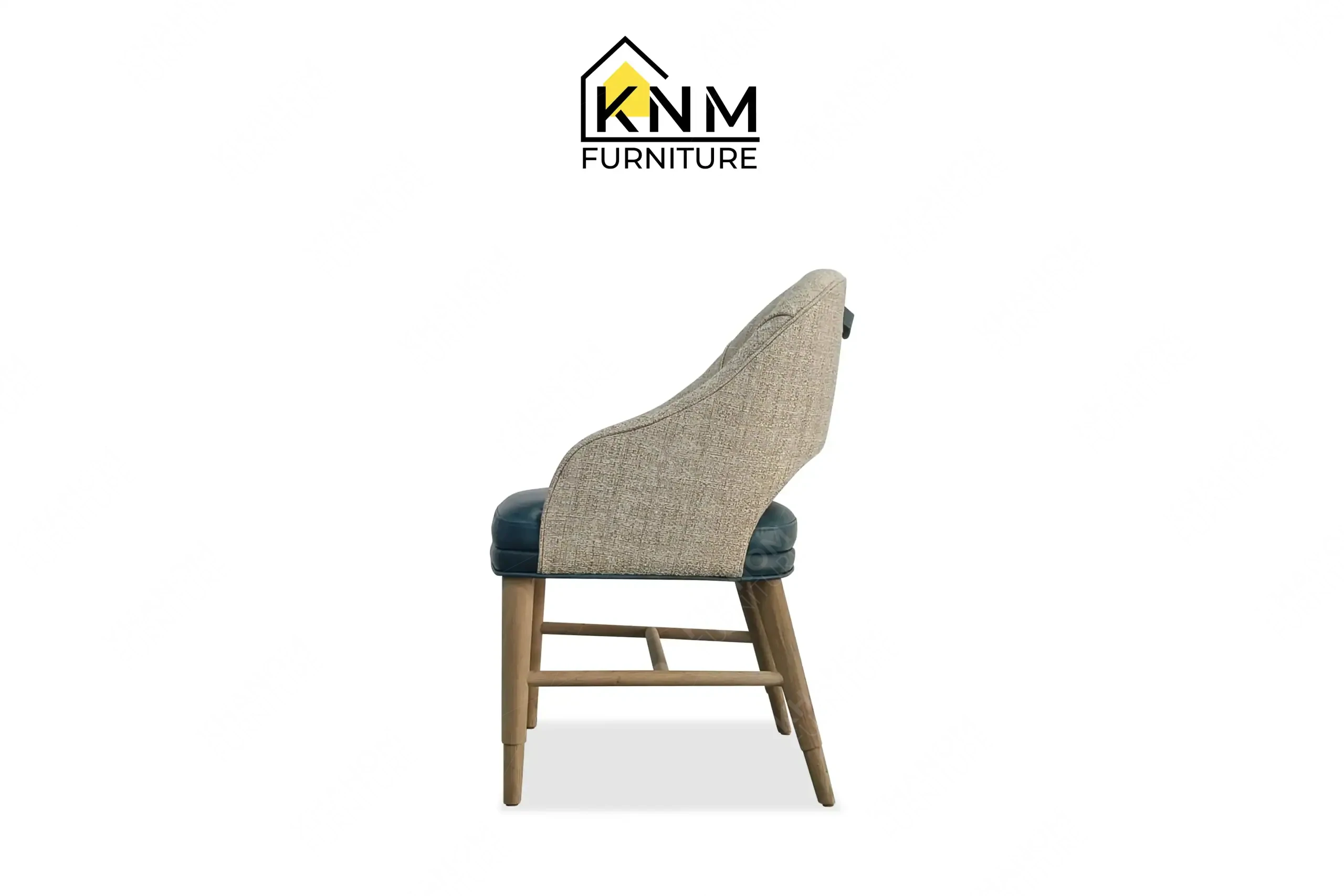 Shell-back dining chair with dual-tone upholstery crafted by Khanom Furniture (KNM), a Vietnam Wooden Furniture Manufacturer.