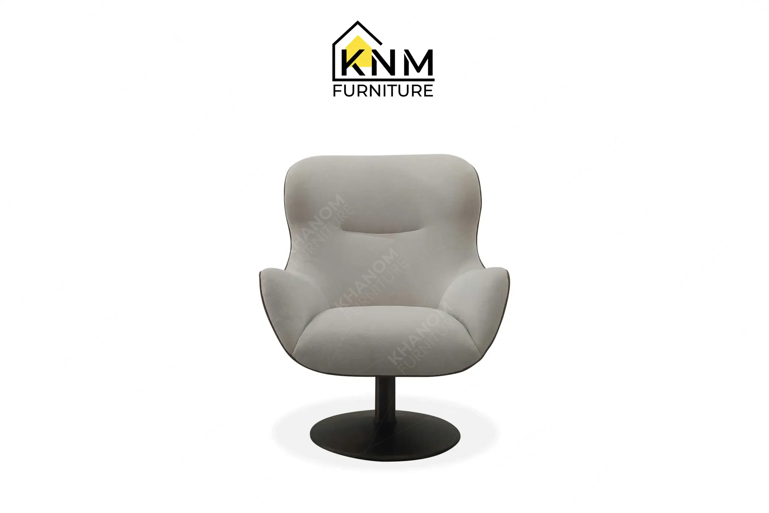 Two-tone high back swivel lounge chair produced by Khanom Furniture (KNM), a specialized Chair line factory Vietnam.