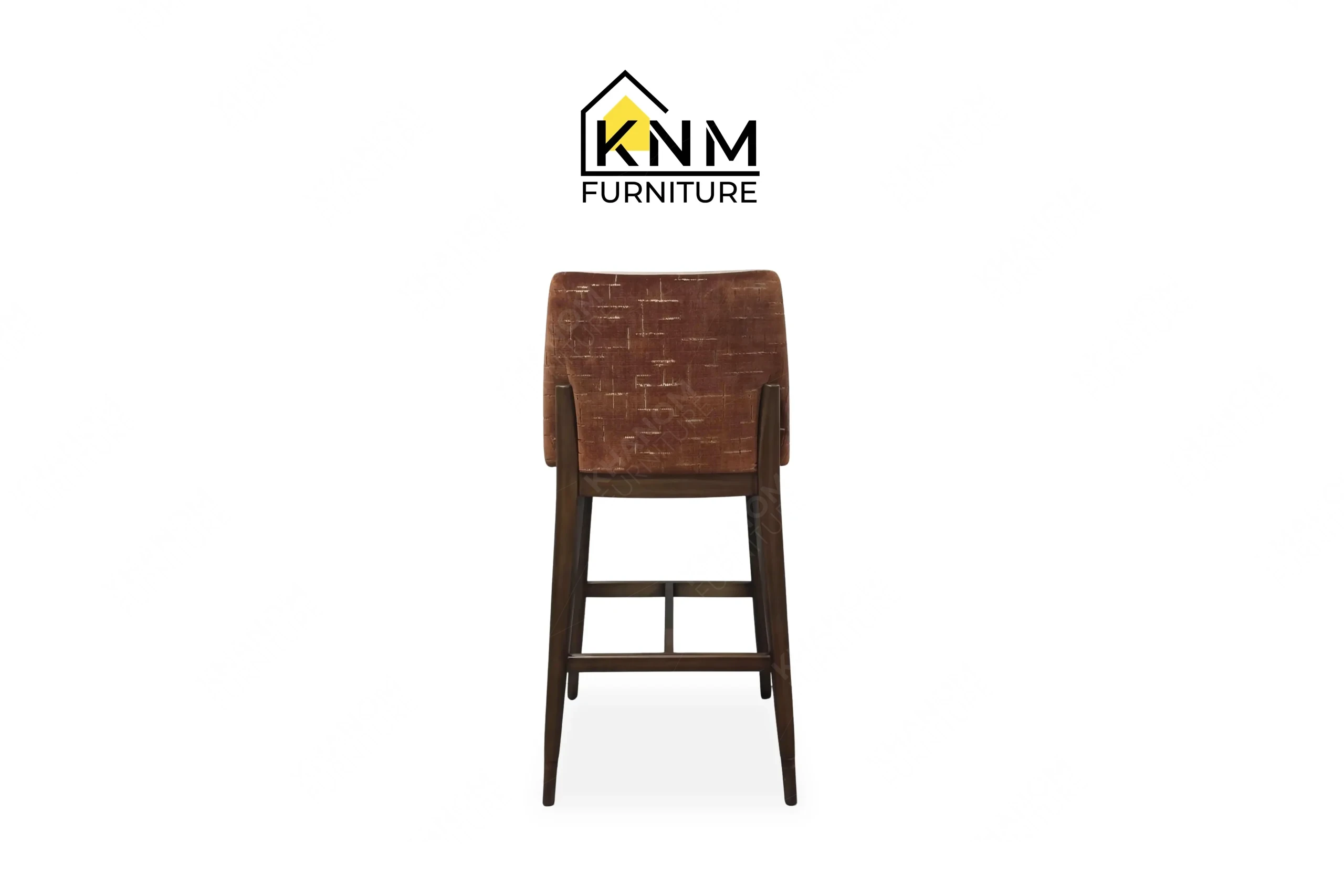Direct back view of a solid wood restaurant dining chair manufactured by Khanom Furniture (KNM Furniture), a specialized Hospitality furniture factory.