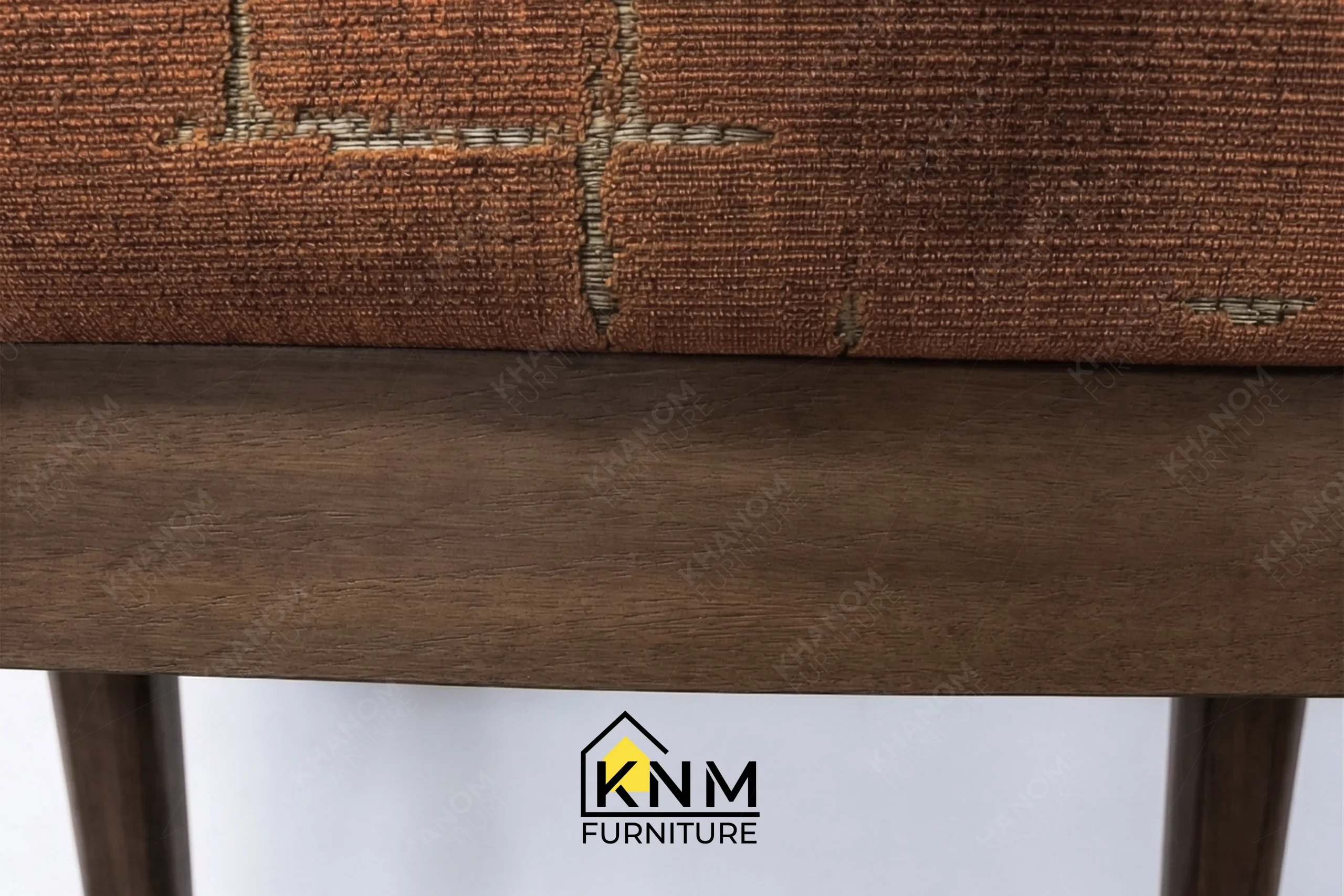Close-up detail showing the flawless wood joinery and smooth finish of a custom dining chair frame manufactured by Khanom Furniture (KNM Furniture), a highly skilled Vietnam Wooden Furniture Manufacturer.