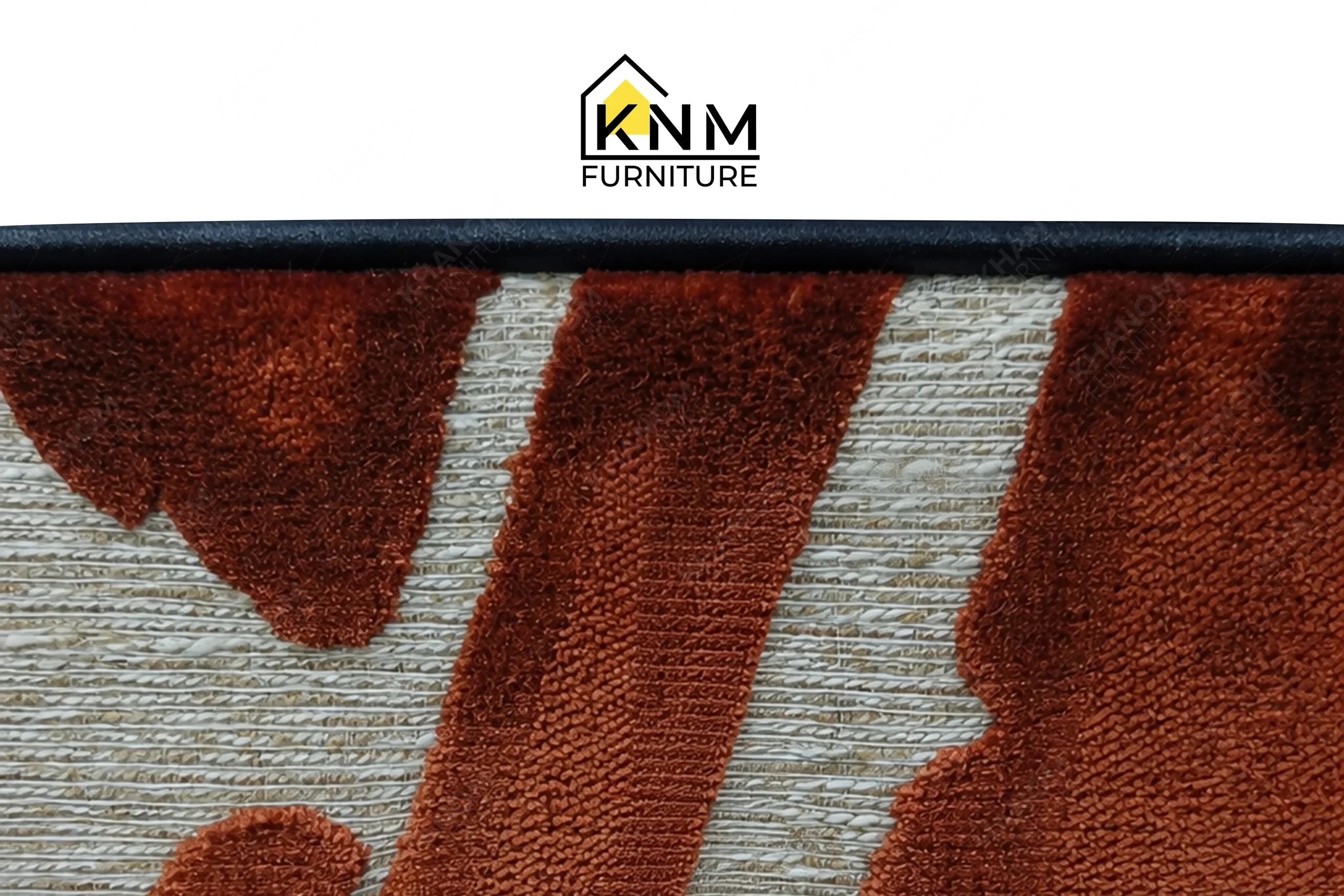 Zoom detail of the premium cognac woven leather straps on a bespoke dining chair, meticulously assembled by Khanom Furniture (KNM Furniture), your reliable Upholstery factory Vietnam.