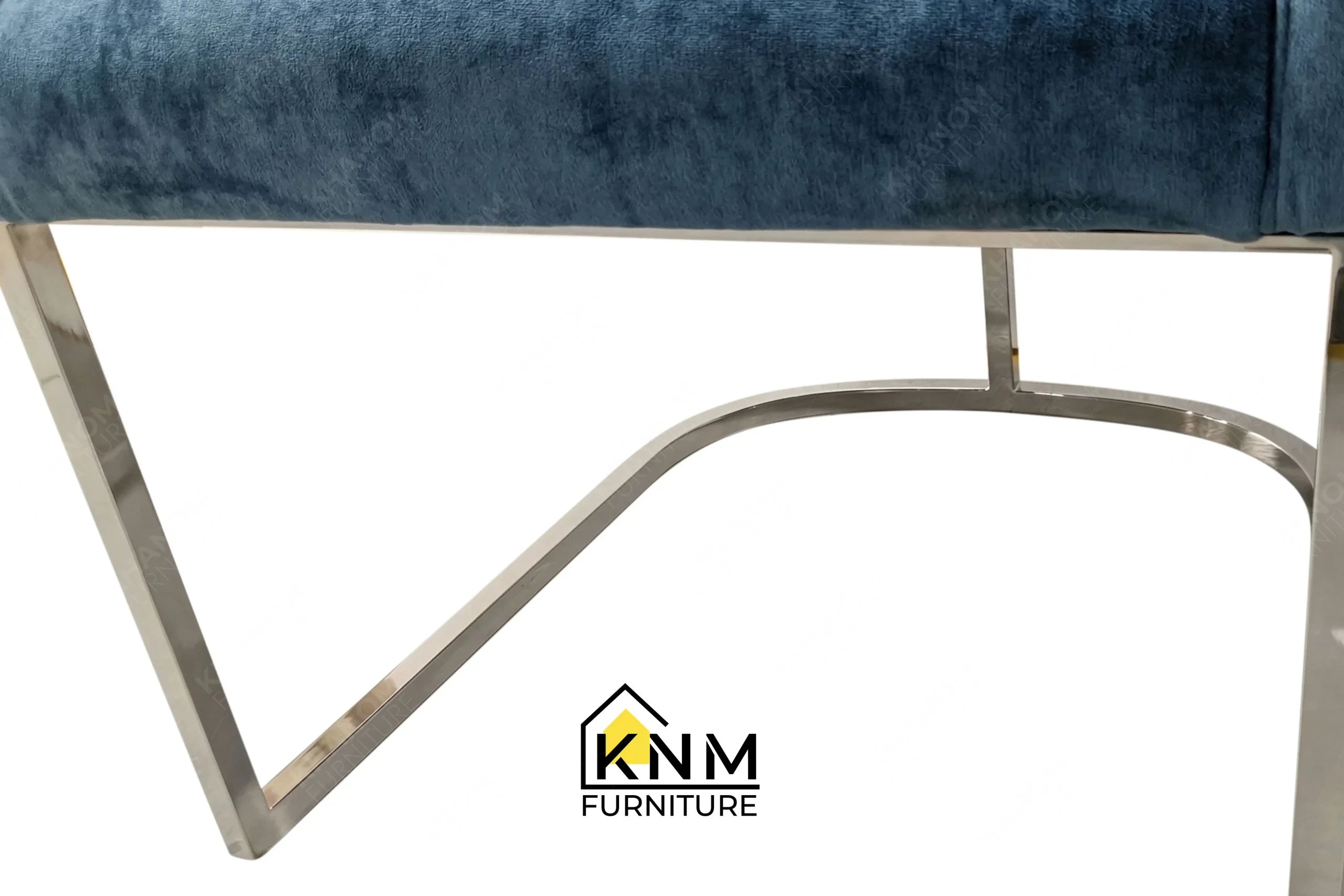 Zoom detail showcasing the premium material integration of a bespoke dining chair, meticulously manufactured by Khanom Furniture (KNM Furniture), your reliable custom seating manufacturer Vietnam.