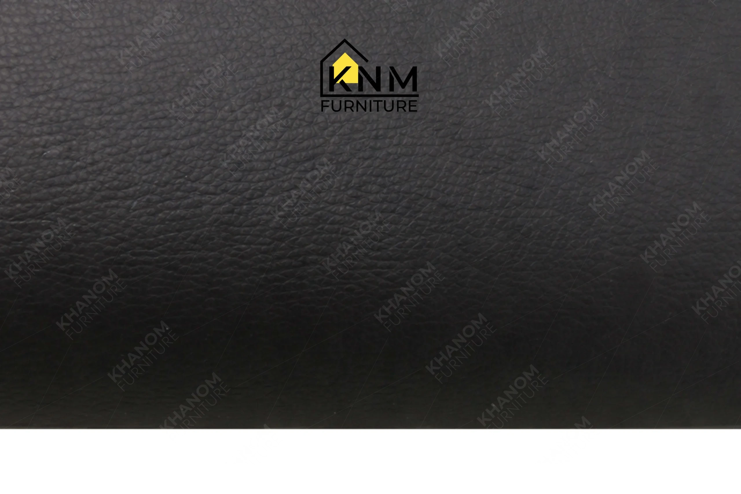 Zoom detail showcasing the premium material integration of a bespoke leather bench, meticulously manufactured by Khanom Furniture (KNM Furniture), your reliable custom seating manufacturer Vietnam.