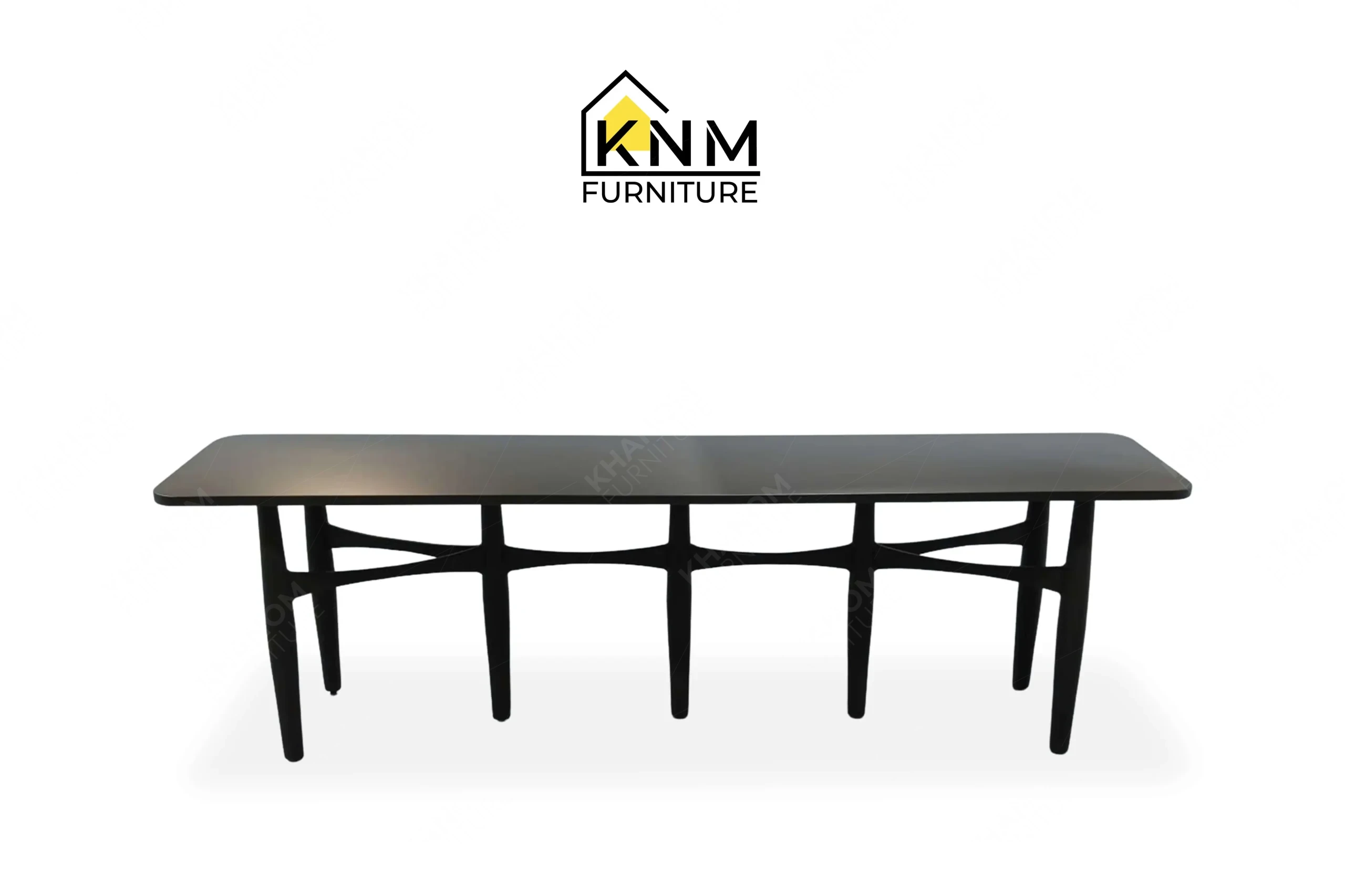 Direct view of a premium bespoke metal console showcasing the solid aluminum structure, manufactured by Khanom Furniture (KNM Furniture), a dedicated contract furniture manufacturer.