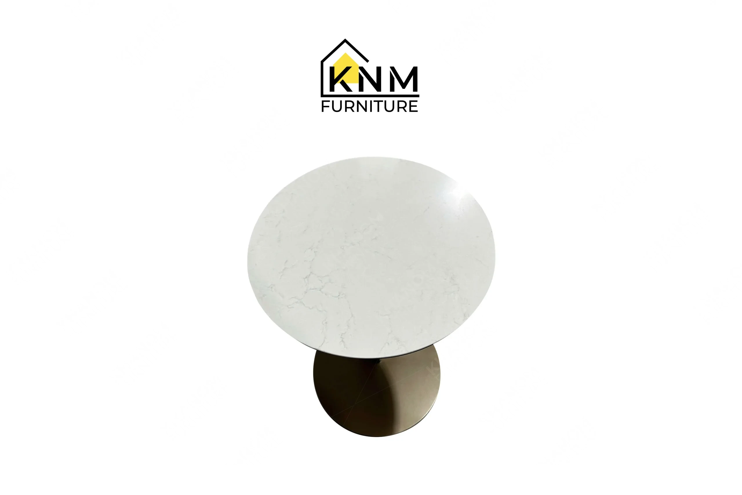 Detailed view of the polished stone surface texture on a premium hospitality C-table, crafted by Khanom Furniture (KNM Furniture), a premier hospitality furniture manufacturer.
