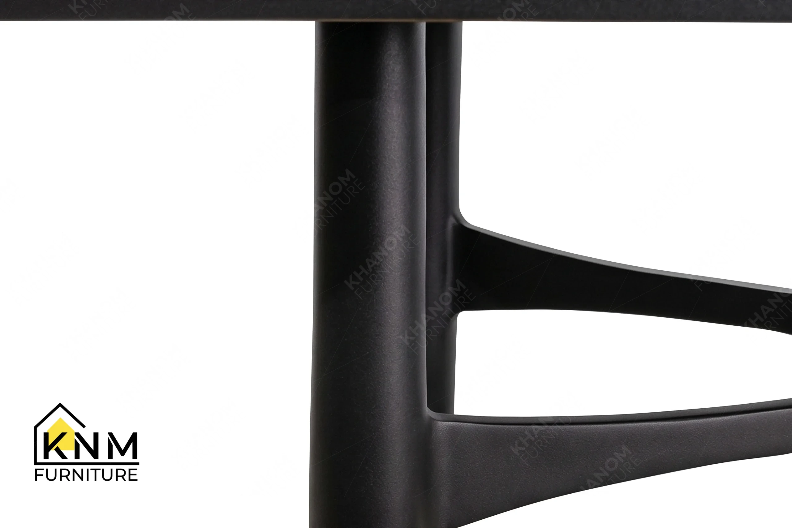 Zoom detail showcasing the premium material integration of a bespoke solid aluminum console, meticulously manufactured by Khanom Furniture (KNM Furniture), your reliable custom furniture manufacturer Vietnam.