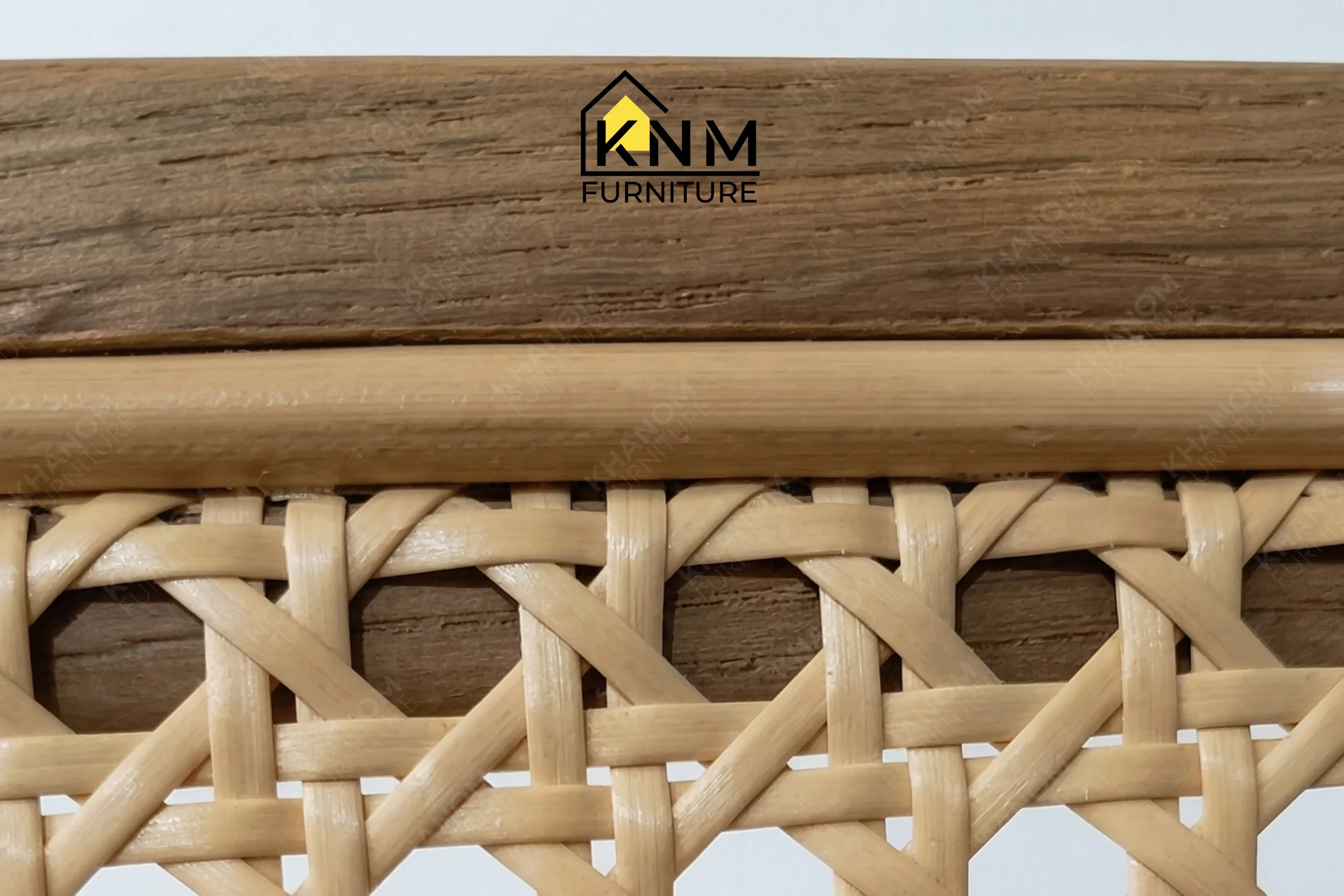 Close-up detail highlighting the refined craftsmanship and premium finish of a custom dining chair manufactured by Khanom Furniture (KNM Furniture), an established contract furniture factory Vietnam.