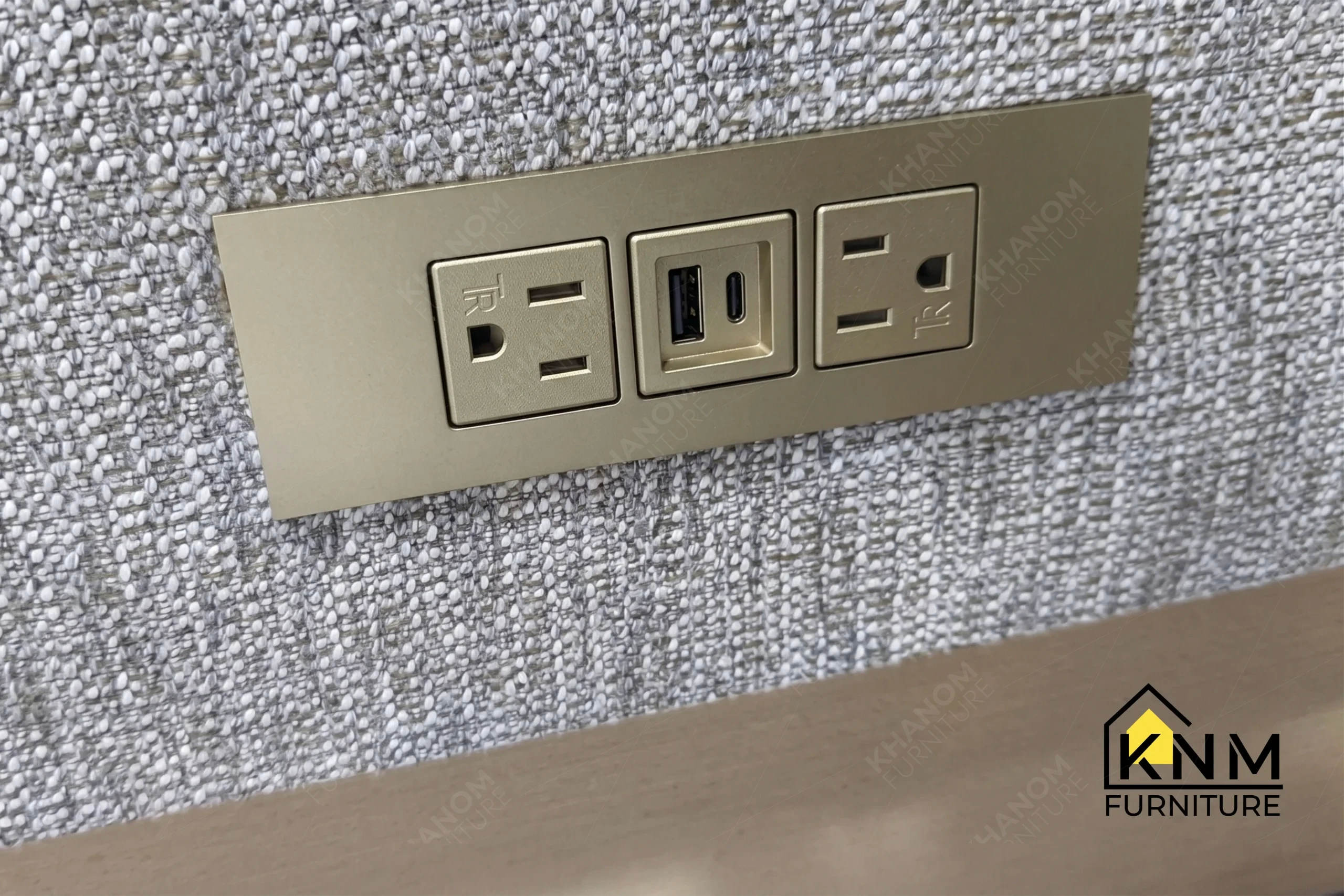 Close-up other detail highlighting the refined internal craftsmanship and robust hardware integration of a custom sleeper sofa manufactured by Khanom Furniture (KNM Furniture), an established contract furniture factory Vietnam.