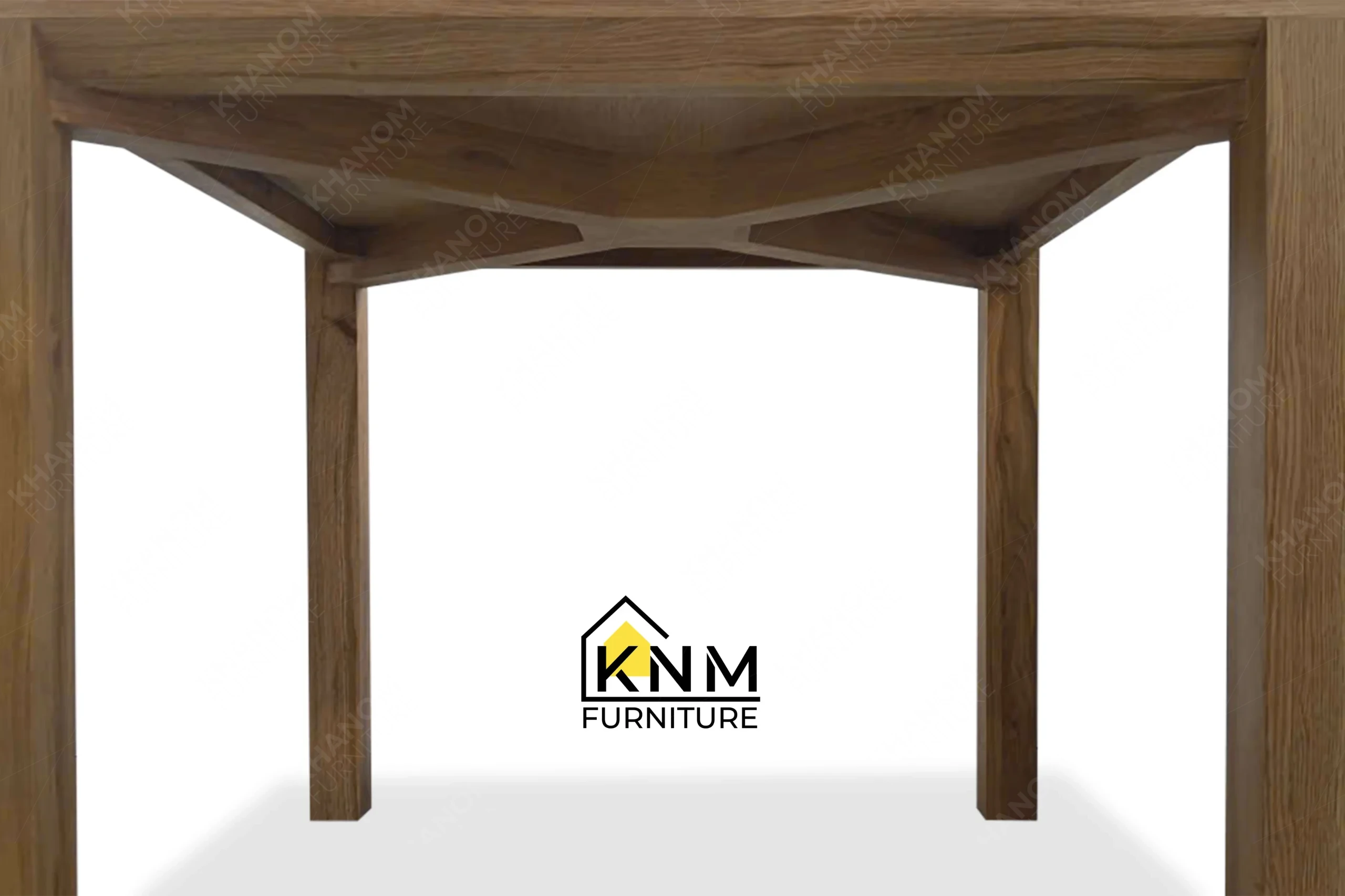 A detailed material zoom of the white oak Fenix ADA table by Khanom Furniture, showing the matte Fenix laminate adjacent to the Caramel stained oak.