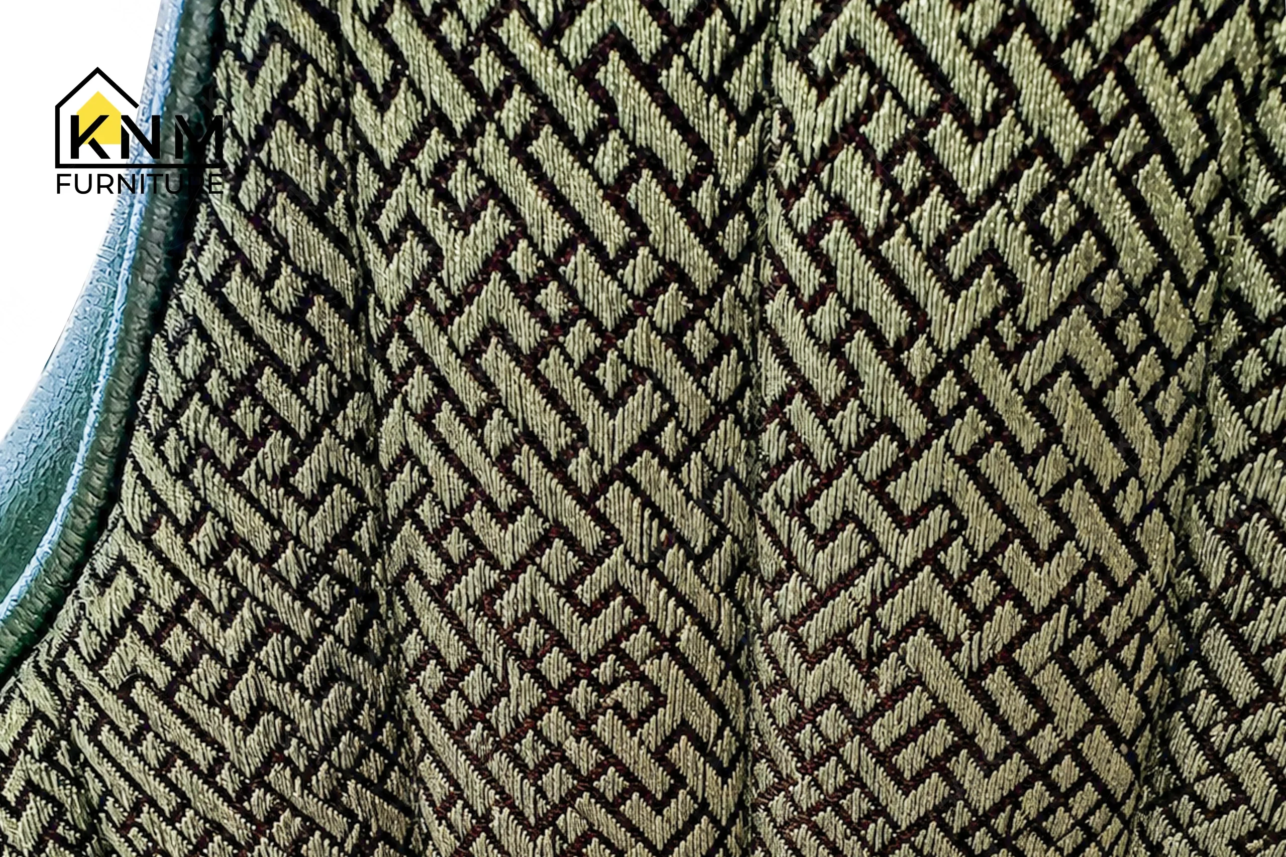 The surface texture detail of the Forest Green leather split back barstool manufactured by Khanom Furniture reveals the protective Teflon glides for hardwood floors.