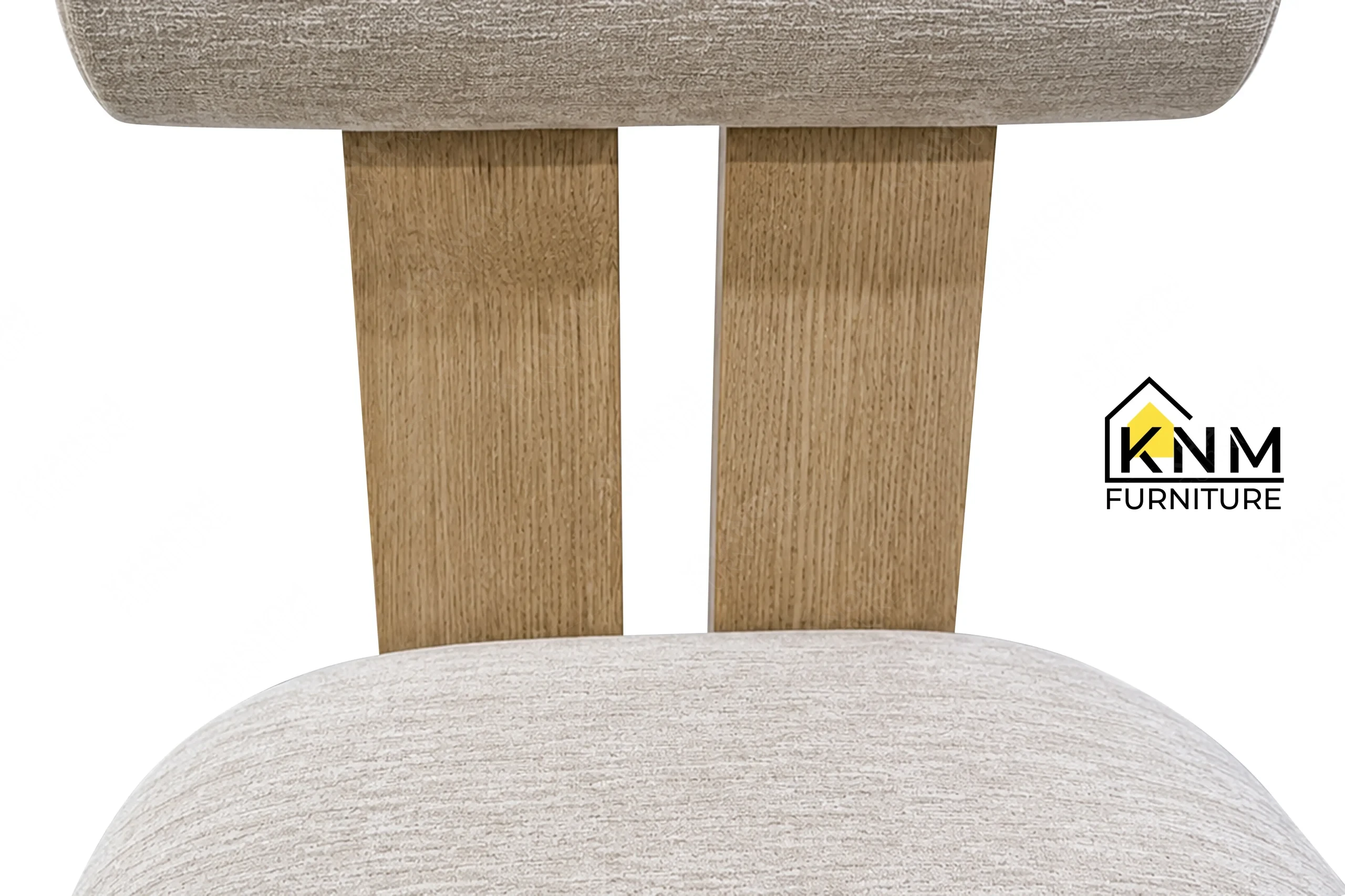 The surface texture detail of the metal sabot ash wood desk chair manufactured by Khanom Furniture reveals the protective Teflon tap-in glides.
