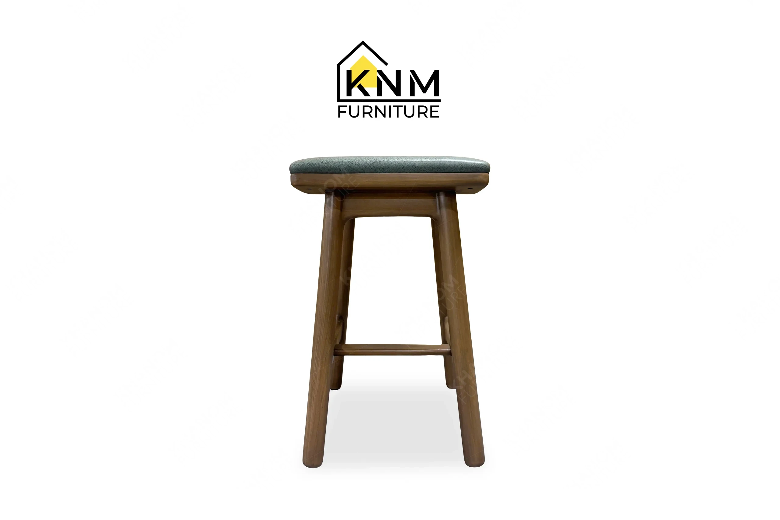 The side profile of the Maple leather counter bar stool highlights the leg pitch and sanded edge profiles specified by Khanom Furniture.