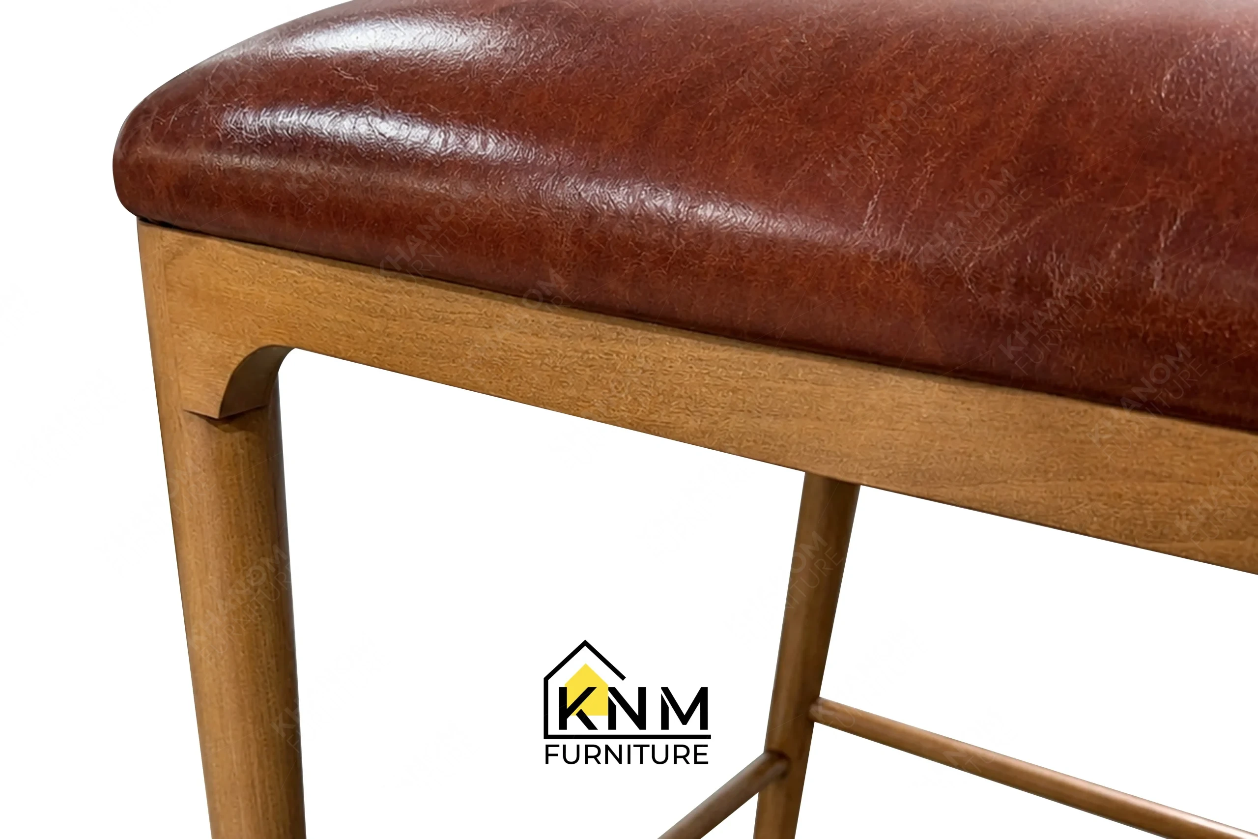 A detailed material zoom of the Multi-COM Maple Full Metal Stretcher Barstool by Khanom Furniture, showing the texture of the Momentum seating fabric.
