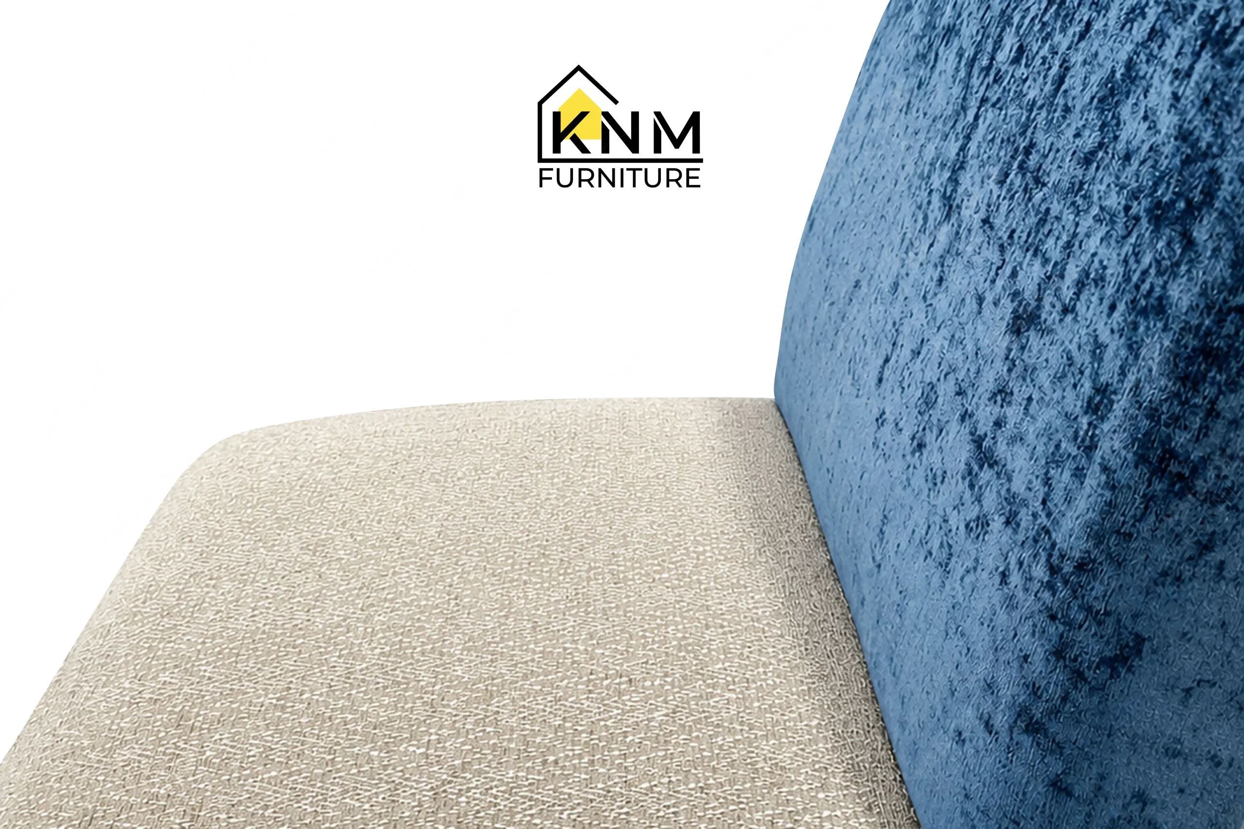 A technical detail of the multi-COM rolled back dining chair from Khanom Furniture, describing the tailored rolled backrest edge.