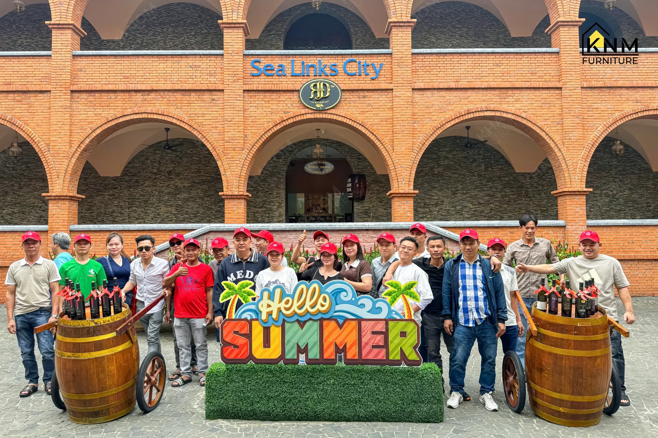 KNM Furniture team at Sea Links City winery grounds, Phan Thiết